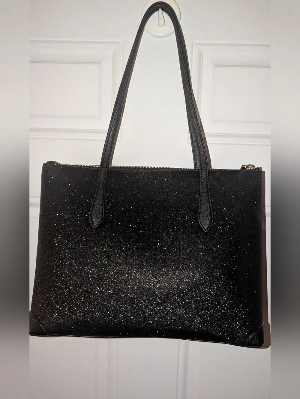 Kate Spade Joeley Lola Shimmy Glitter Top Zip Tote Shoulder Bag Black VGC